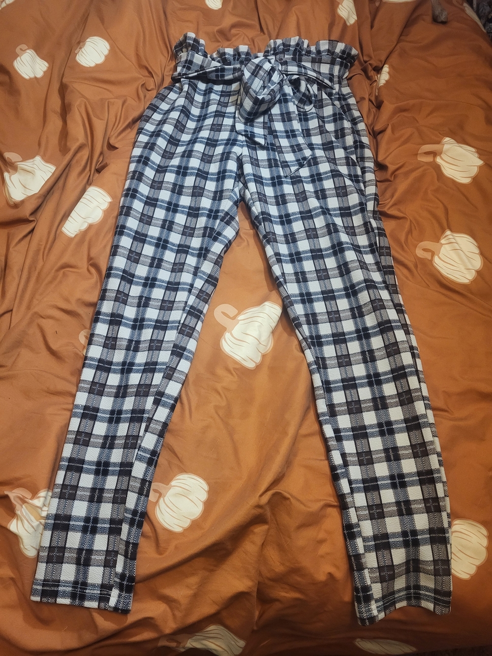 SHEIN Brown And Cream And Black Plaid With Tie Waist